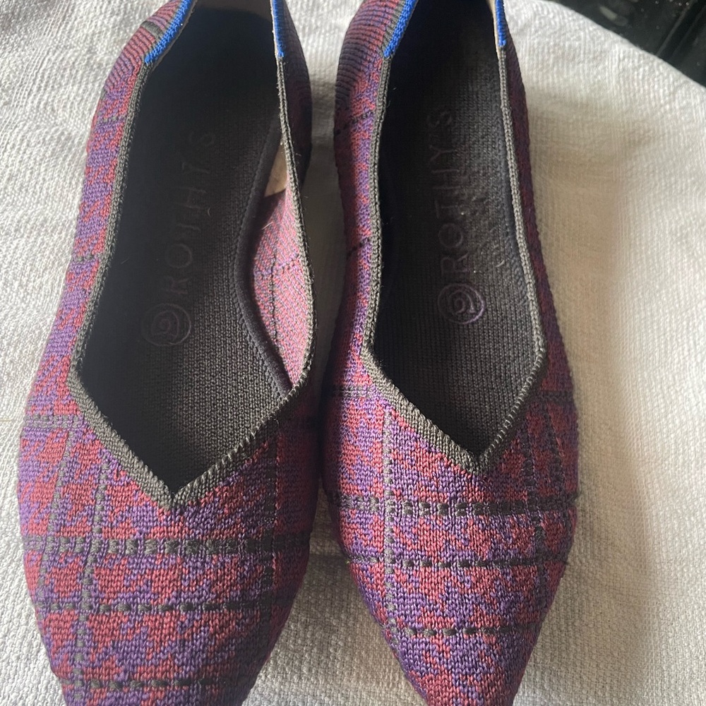 💎Rothy's Plaid Flats in Purple and Blue 2020 Limited Edition. No box - Picture 6 of 16
